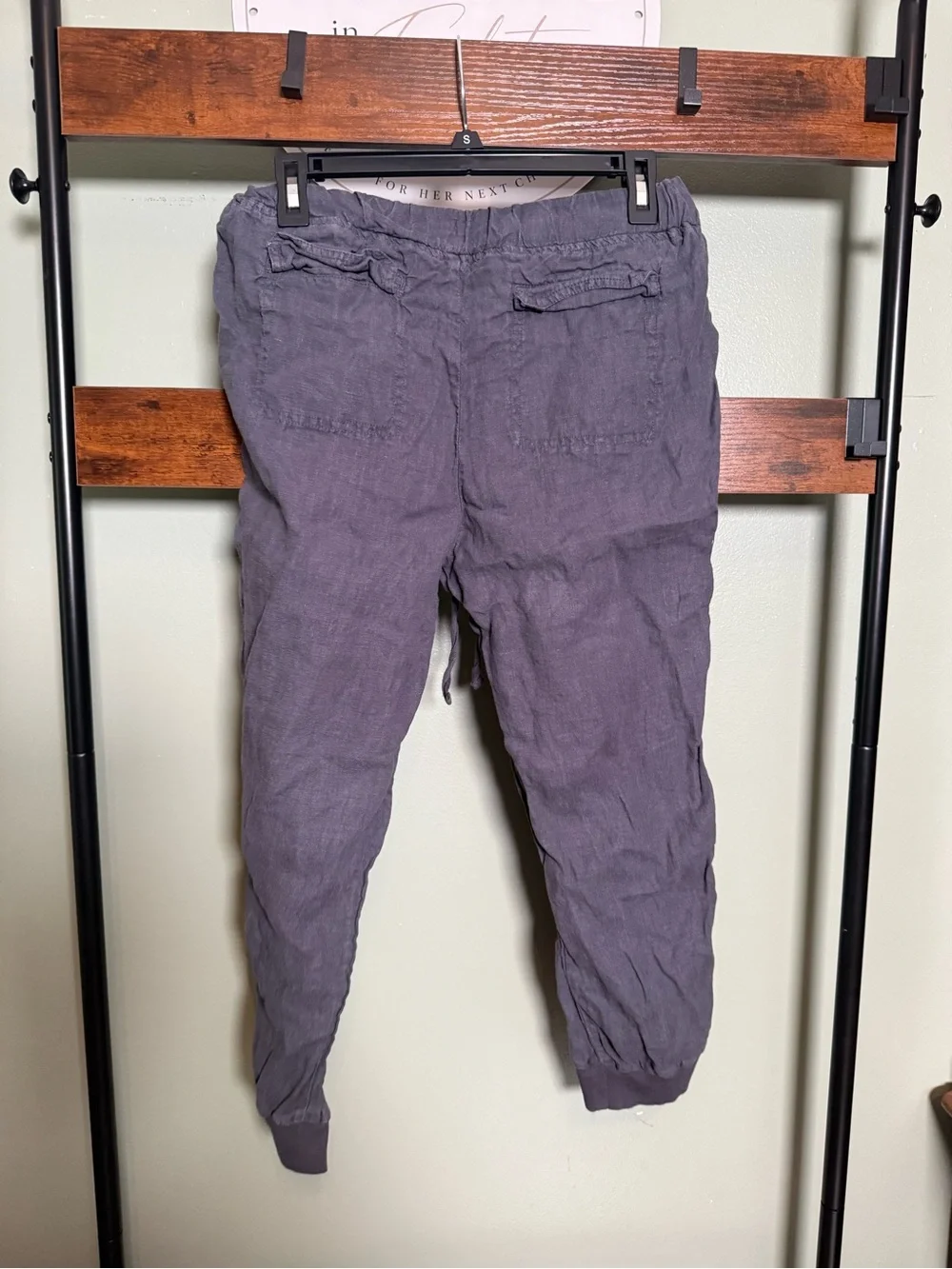 Caslon Petite Linen Blend Jogger Pants Size Medium Gray Purple